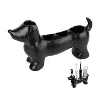 Hbbgdiy Dachshund Toothbrush Holder Ceramic Toothbrush and Toothpaste Holder with 4 Slots Cute Dog Bathroom Accessories Vanity Organizer for Kids Adults Black