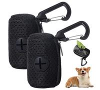Hbbgdiy Dog Poop Bag Holder 2Pcs 2.8x2in Mesh Zippered Dog Poop Bag Dispenser with Buckle Breathable Washable Portable Holder for Leash Pet, No, Black.