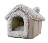 Hbbgdiy Enclosed Dog Bed Soft Warm Plush Dog Bed with Cover Cave Removable Washable Indoor Pet Tent House Cozy Hooded Sleeping Hut for Cats Puppies M 15.8x13.8x15in