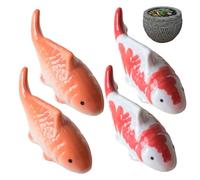 Hbbgdiy Fake Fish, 4Pcs Ceramic Floating Koi Fish Artificial Goldfish Pond Decor Goldfish Figurines for Birdbath, Fake Aquarium, Garden, Home Ornaments.