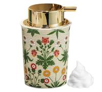 Hbbgdiy Foaming Soap Dispenser 250ml Vintage Floral Ceramic Refillable Foam Soap Bottle with Golden ABS Pump for Kitchen Bathroom Sink Hand Green
