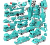 Hbbgdiy Magnetic Toys for Kids 27PCS/Set Assembled Army Style Transforming Cars Set Educational Magnetic Robot Car Playset Creative DIY Vehicle Building Toys Birthday Gifts for Boys