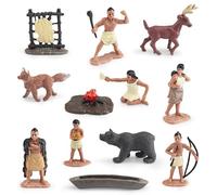 Hbbgdiy Native American Figurines for Kids Powhatan Indian Native American Decor Figurines Set, 12PCS Set Historical Education School Project Decoration Birthday