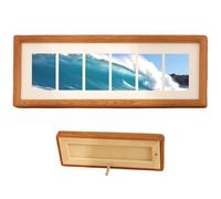 Hbbgdiy Picture Frames, 5x13 Inch Long Picture Frame, Wooden Photo Strip Frame with Six 1.5x2.4 Openings, Collage Frames for Home Office Tabletop.
