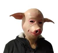 Hbbgdiy Pig Mask Realistic Scary Latex Animal Mask for Halloween Adults Cosplay Masquerade Carnival Costume Party Props Creepy Pig