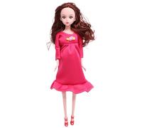 Hbbgdiy Pregnant Doll with Baby, 11.8" Safe Pregnant Mother Toy Fashion Creative Baby Doll with Movable Joint for Kids Gift, Brown
