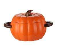 Hbbgdiy Pumpkin Bowl with Lid and Handle 1500ml Ceramic Pumpkin Soup Bowl Glazed Non-Slip Pot Microwave and Dishwasher Safe Fall Thanksgiving Halloween Kitchen Decor