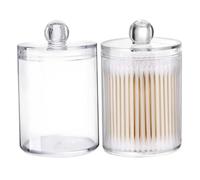 Hbbgdiy Qtip Dispenser 2PCS Clear Acrylic Cotton Swab Holder with Dustproof Lid Bathroom Organizer Q Tip Container for Vanity Storage Makeup Room Home Accessories