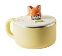 Hbbgdiy Ramen Bowl with Lid 1200ml Large Instant Noodle Bowl with Handles Portable Cute Ramen Cooker for Soup Noodles Dumplings Salads Fox Design Kitchen