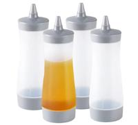 Hbbgdiy Squeeze Bottles for Sauces 4Pcs 350ml Transparent Plastic Condiment Bottles with Twist Cap Leakproof Refillable Washable Sauce for Kitchen Cooking
