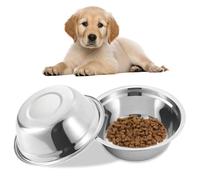 Hbbgdiy Stainless Steel Dog Bowls, 2Pcs 8 Inch Metal Food and Water Dish for Elevated Stand Mirror Surface Easy Wash Dog Food Bowl for Water/Treat/Meat at Home
