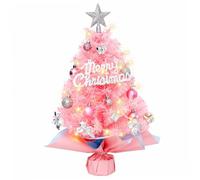 Hbbgdiy Tabletop Christmas Tree Light Up 18 Inch Small Artificial Tree with Ornaments DIY Battery Operated Mini Xmas for Home Office Party Decoration, No Battery