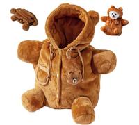 Hbbgdiy Teddy Bear Dog Bag Cute Plush Dog Carrier with Soft Lining Anti Escape Pet Purse Backpack for Kitten Puppy Small Dogs Outdoor Travel, M