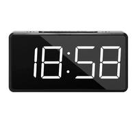 Hbbgdiy Tiny Digital Clock, 4x2 Inch Mini Digital Clock, USB or Battery Powered LED with 2 Light Setting, Timing Snooze Function Black for Home, Office, Hotel