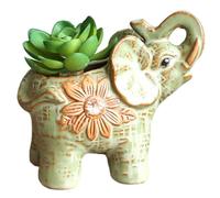 Hbbgdiy Unique Cute Elephant Ceramic Succulent Planter Pot, Decorative Flower Vase for Home Office Desk Garden, Ideal Bonsai Pot & Plant Gift (Style 1)