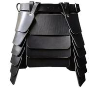 Hbbgdiy Viking Skirt Medieval PU Leather Waist Armor Wide Belt Thigh Armor Adjustable Gothic Retro Warrior Costume Skirt for Knights Mercenary Cosplay Party Halloween Stage Performance, Black