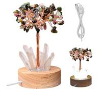 Hbbgdiy Wealth Lamp Natural Crystal Tree Night Light Feng Shui Bonsai Money Tree USB Powered Lamp for Living Room Office Bedroom Energy Decor Colorful