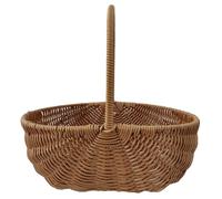 Hbbgdiy Wicker Basket With Handle 12x9.2x4.7 Inch Harvest Basket Weaving Garden Anti-Mildew Washable Foraging for Vegetable and Fruit