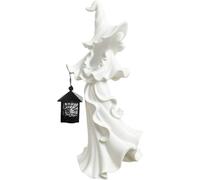 Hbbgdiy Witch Statue Spooky Faceless Resin Figurine with Lantern Halloween Witch Decoration for Indoor Outdoor Garden Party Thanksgiving Christmas Wedding Decor, White