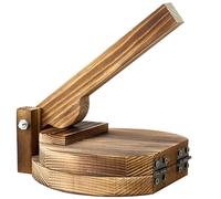 Hbbgdiy Wooden Tortilla Press and Dumpling Maker Heavy Duty Carbonized Round Press for Homemade Tortillas, Wraps, Pastry Dough, Empanadas, and Kitchen Cooking Tool
