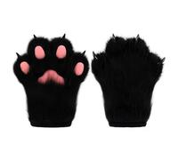 hbbhml Faux Fur Plush Furry Cat Claw Gloves Fursuit Animal Fox Paws Mittens Halloween Cosplay Costume Accessories for Adult