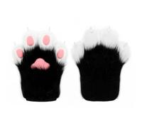hbbhml Faux Fur Plush Furry Cat Claw Gloves Fursuit Animal Fox Paws Mittens Halloween Cosplay Costume Accessories for Adult