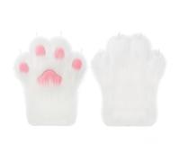 hbbhml Faux Fur Plush Furry Cat Claw Gloves Fursuit Animal Fox Paws Mittens Halloween Cosplay Costume Accessory for Adults, White, eine Größe.