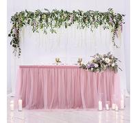 HBBMAGIC Dusty Rose Tulle Table Skirt Tutu Table Skirts 427 x 76 cm, Candy Table Cloth Tulle for Birthday Girls Decoration, Baby Party, Candy Bar, Wedding, Without LED