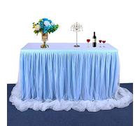 HBBMAGIC Pink 9ft Tulle Table Skirt LED Table Skirt Tutu Table Skirting for Rectangle or Round Table for Baby Shower Wedding and Birthday Party Decoration