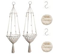 HBBursts 2 Pack Rope Macrame Plant Hanger Indoor Hanging Planter Basket With Hook, Pot Not Include, Cat Hammock Handwoven Tassel Swing Bed For Room Decor(A,2pack)
