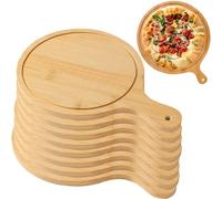 HBBursts 8 Pack Wooden Pizza Serving Board, Lightweight Tray With Handles, For Pizza Making Storage Up To 13 Inches (Color : Light Brown, Size : 9inch)