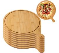 HBBursts 8 Pack Wooden Pizza Serving Board, Lightweight Tray With Handles, For Pizza Making Storage Up To 13 Inches (Color : Light Brown, Size : 12inch)