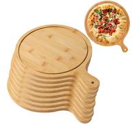 HBBursts 8 Pack Wooden Pizza Serving Board, Lightweight Tray With Handles, For Pizza Making Storage Up To 13 Inches (Color : Light Brown, Size : 10inch)