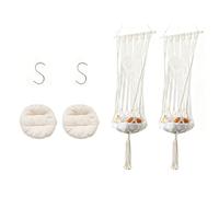 HBBursts Cat Swing, Woven Cotton Rope Pet Baskets, Decorative Macrame Hammock Climbing Bed, Storage For Indoor Cats Pets Cradle Window Perch(C,2pack)