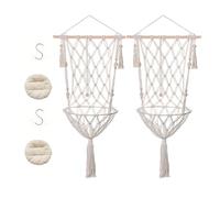 HBBursts Cat Swing, Woven Cotton Rope Pet Baskets, Decorative Macrame Hammock Climbing Bed, Storage For Indoor Cats Pets Cradle Window Perch(B,2pack)