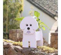 HBBursts Cute PVC Garden Dog Flower Planter,DIY Decoration Gift For Pet Lovers,Storage Container Indoor/Outdoor Animal Shaped Pot, Westie, Collie, Pug, Samoan(Bichon Frise,17x10in)