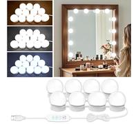 HBBursts Mirror Lights with USB Cable, 3 Colours Changing & 10 Levels Brightness, Stick On DIY Vanity, Make Up Light for Dressing Table(8-Light)