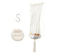 HBBursts Tassel Macrame Hanging Cat With Cushion Hook, Rope Hammock Hand-Woven Pet Basket Bed Swing For Indoor Window Room Balcony Patios(C)