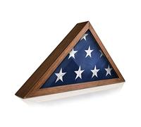 HBCY Creations Rustic Flag Case - SOLID WOOD Military Flag Display Case for 9.5 x 5 American Veteran Burial Flag, Wall Mounted Burial Flag Frame - Flag Shadow Box to display folded flag(Rustic Brown)