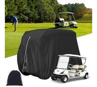HBDSMLPL Golf Cart Covers 2 Passenger 420D Outdoor Polyester Oxford Waterproof Club Car Golf Cart Cover for Most Standard 2+2 Seater Golf Cart, Club Car,with PA Coating,Storage Bag,Black