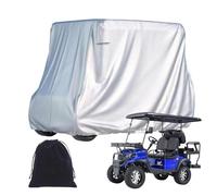 HBDSMLPL Golf Cart Covers 4 Passenger 420D Outdoor Polyester Oxford Waterproof Golf Cart Covers for Most Standard 2+2 Seater Golf Cart, Club Car,with PA Coating,Storage Bag,silver