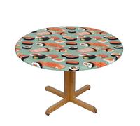 HBDVHZ Delicious Sushi 1 Print Oxford Fabric Round Tablecloth For Kitchen Restaurant,Tabletop Decoration,90 Cm