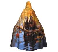 HBDVHZ Full Length Beaver Working3 Print Hooded Cloak For Adults,Carnival Cape,Masquerade Costume,Unisex