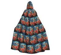 HBDVHZ Full Length Flowers And Butterfly Print Hooded Cloak For Adults,Carnival Cape,Masquerade Costume,Unisex