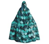 HBDVHZ Full Length Mermaid Fish Scale Print Print Hooded Cloak For Adults,Carnival Cape,Masquerade Costume,Unisex