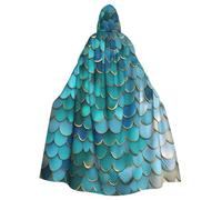 HBDVHZ Full Length Mermaid Scale Print Hooded Cloak For Adults,Carnival Cape,Masquerade Costume,Unisex