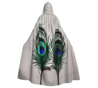 HBDVHZ Full Length Peacock Feather Print Hooded Cloak For Adults,Carnival Cape,Masquerade Costume,Unisex