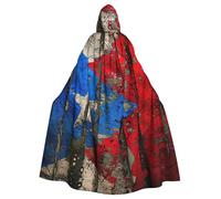 HBDVHZ Full Length Puerto Rico Wallpaper Flag Print Hooded Cloak For Adults,Carnival Cape,Masquerade Costume,Unisex