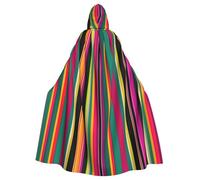 HBDVHZ Full Length Rainbow Colored Striped Print Hooded Cloak For Adults,Carnival Cape,Masquerade Costume,Unisex