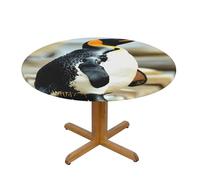 HBDVHZ Penguin Print Oxford Fabric Round Tablecloth For Kitchen Restaurant,Tabletop Decoration,140 Cm